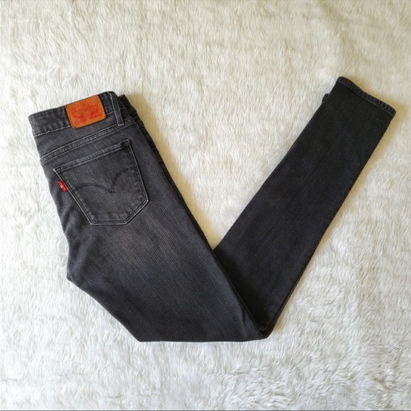 LEVI'S 711 SKINNY Women's Dark Black Grey Jeans